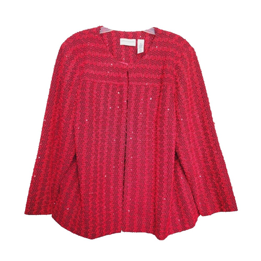 Alfred Dunner Woman Red Sequined Embroidered Lined Jacket Size 22W NWT